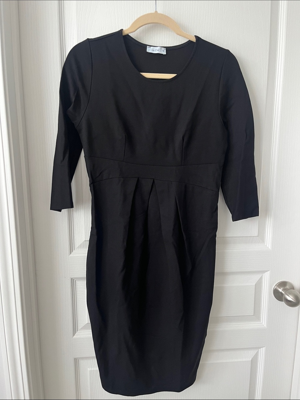 LaClef Classic Black 3/4 Length Sleeve Sheath Maternity Dress Medium